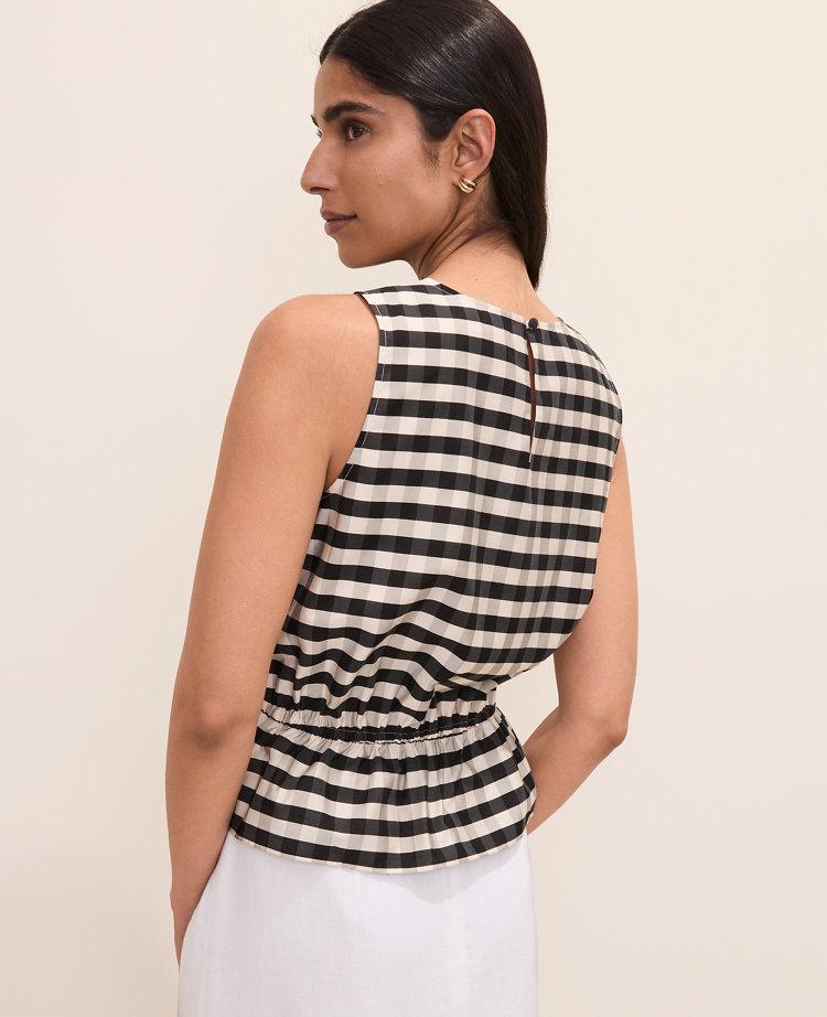 Gingham Peplum Top