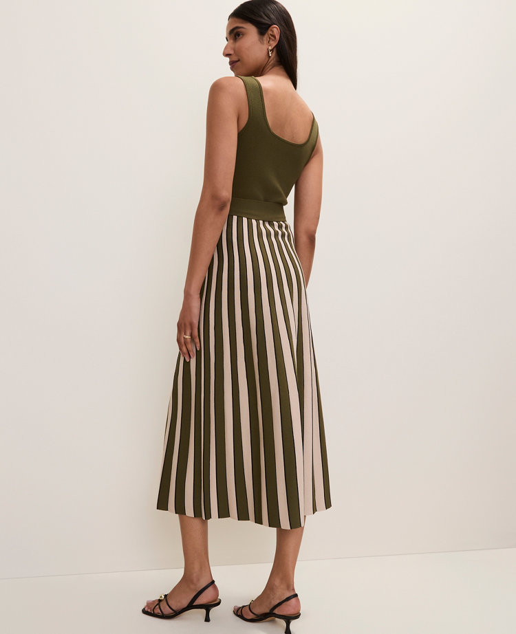 Striped Square Neck Sweater Dress