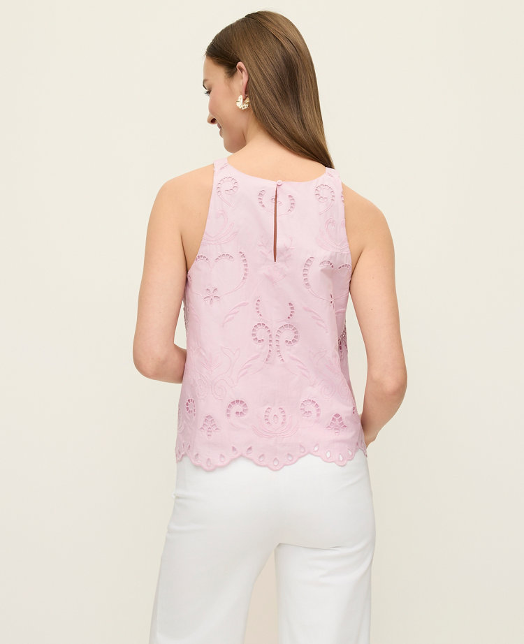 Petite Eyelet Halter Tank Top