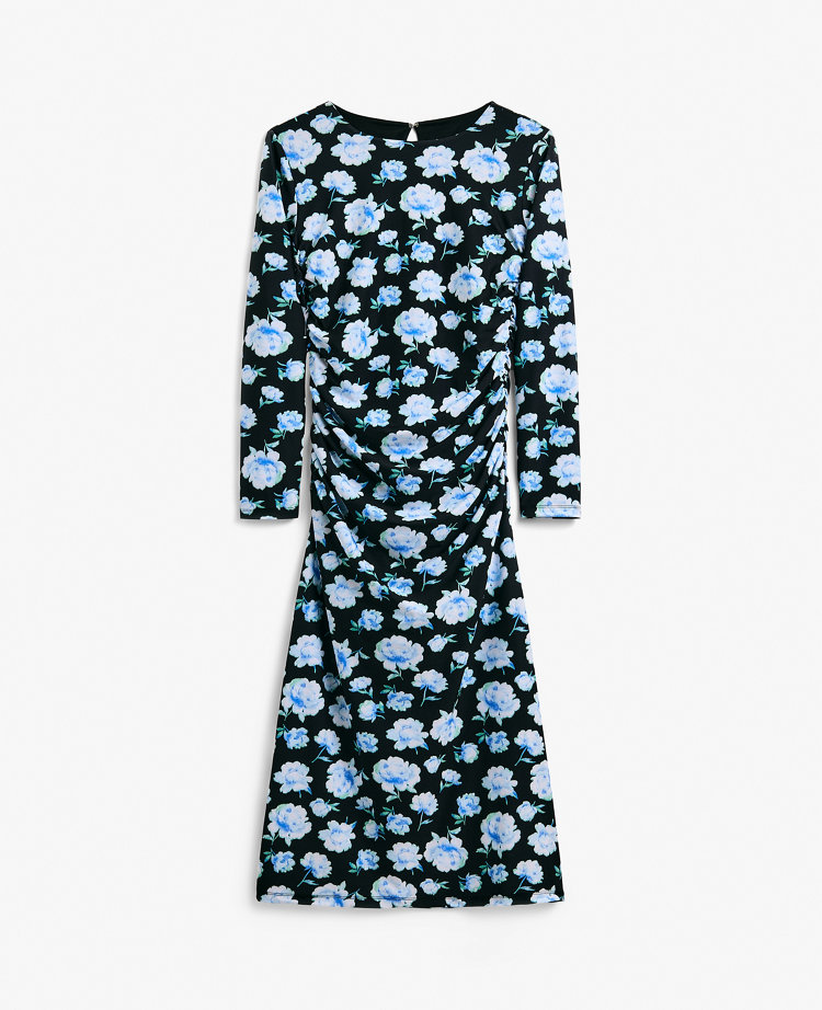 Petite Floral Ruched Midi Dress
