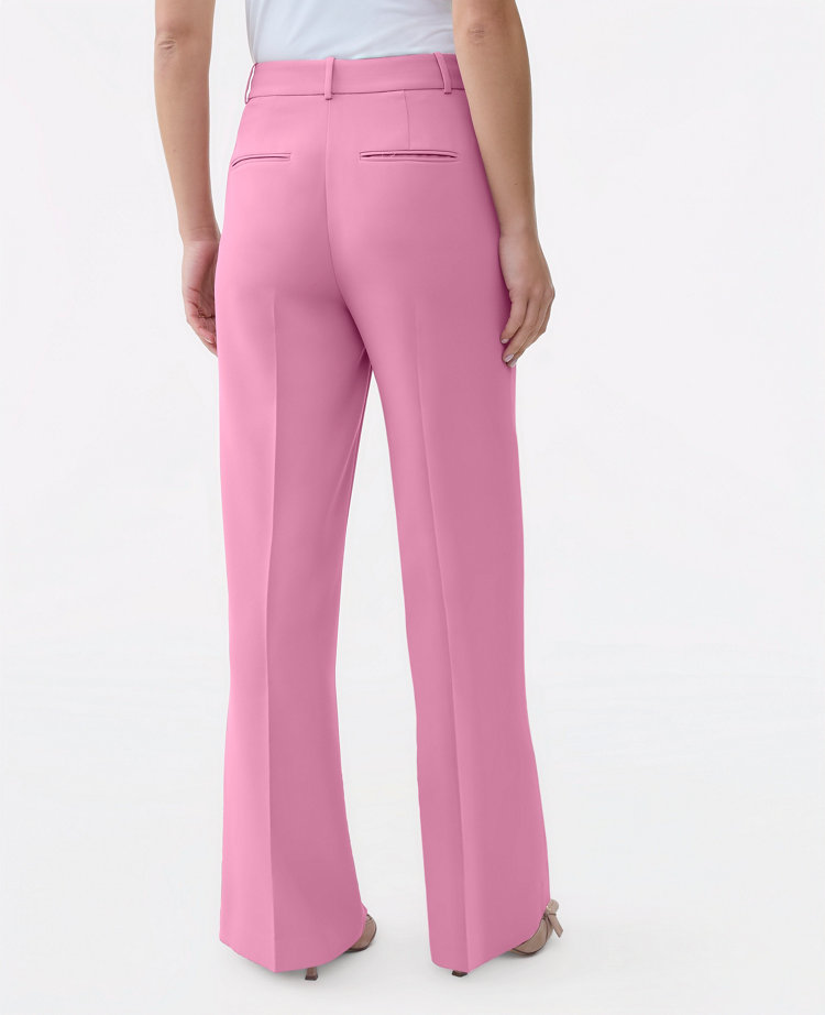 Ann Taylor The Petite Wide-Leg Flare Trouser Fluid Crepe Smokey Rose Women's