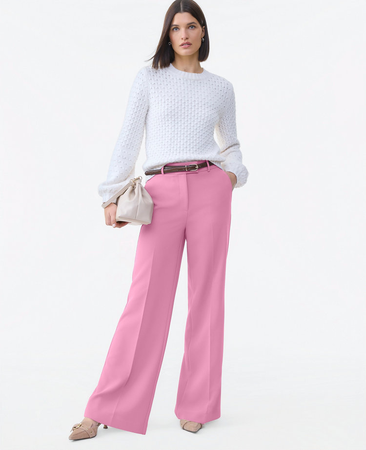 The Petite Wide-Leg Flare Trouser in Fluid Crepe