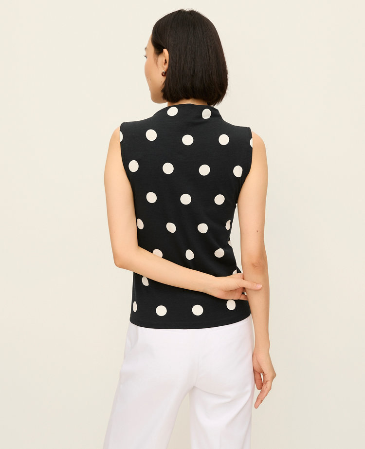 Dotted Mock Neck Tank