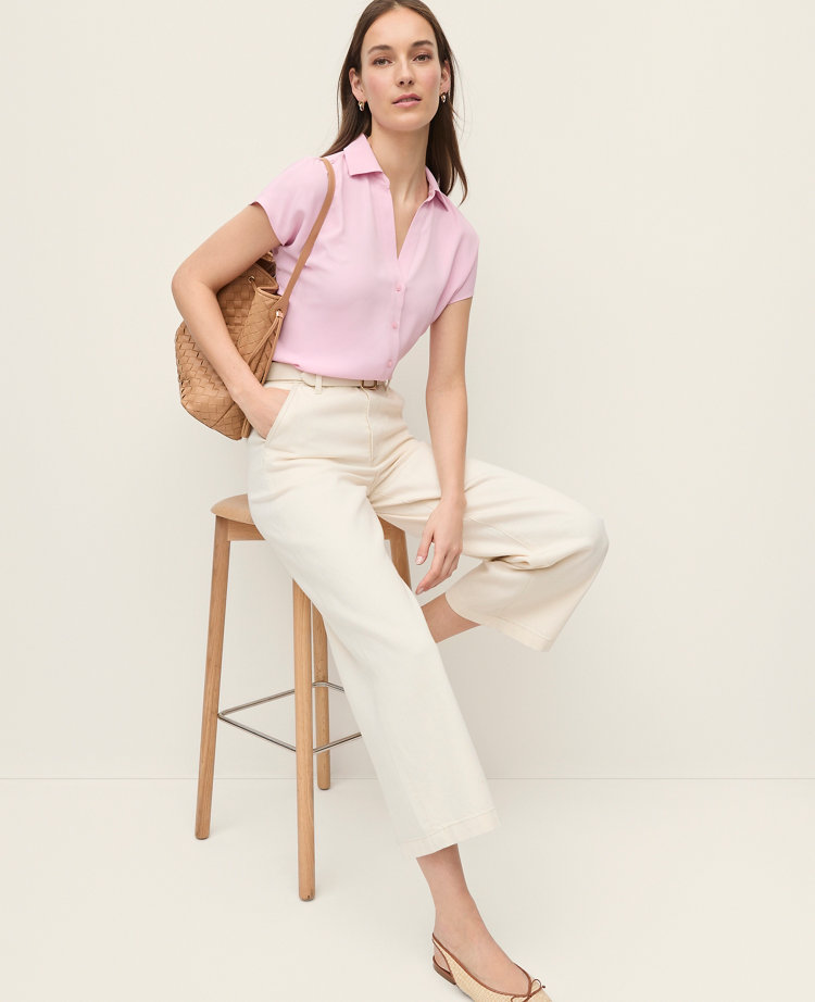 Ann Taylor Petite Split Neck Blouse Women's