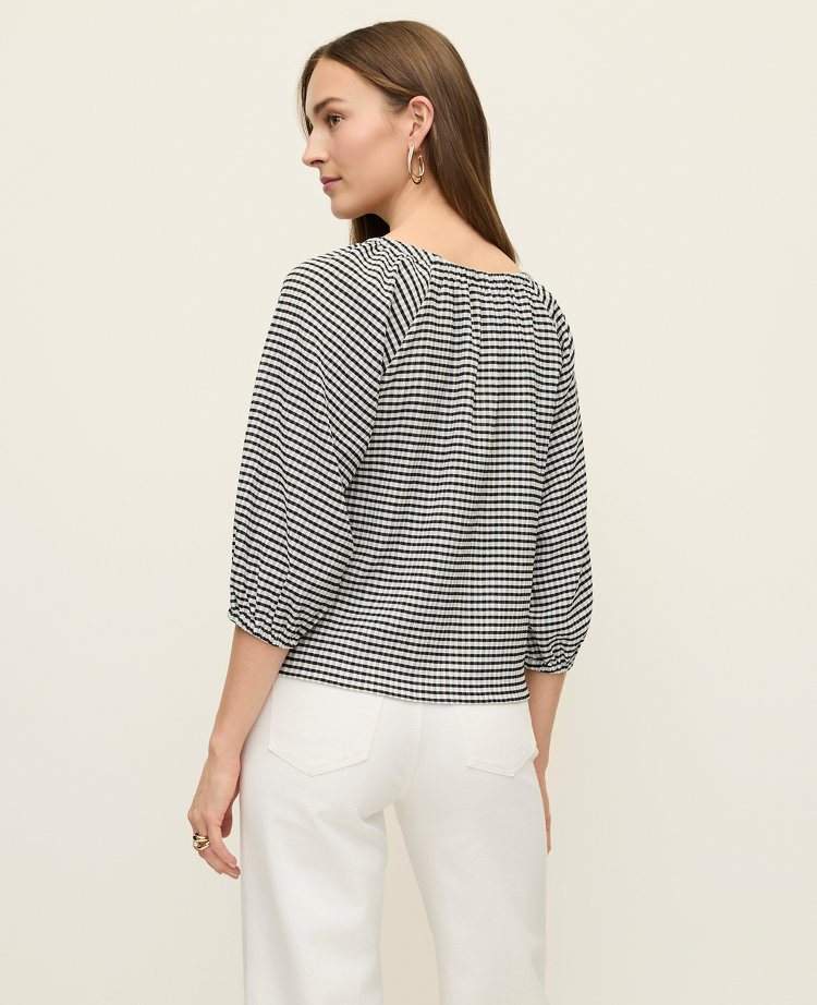 Petite Gingham Raglan Blouse