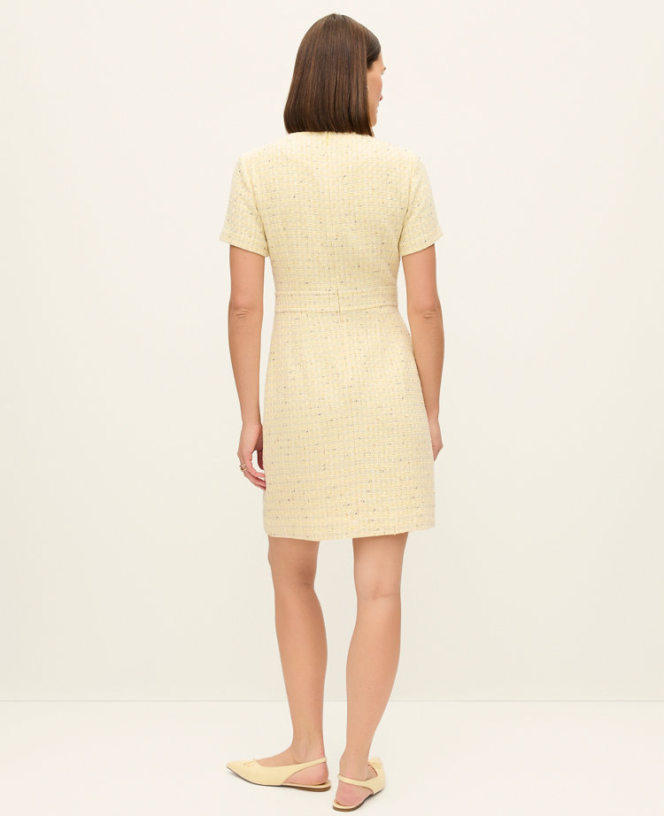 Petite Tweed Button Shift Dress