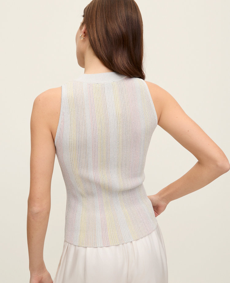Petite Striped Metallic Sweater Shell