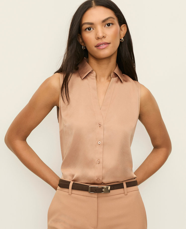 Satin Sleeveless Essential Shirt