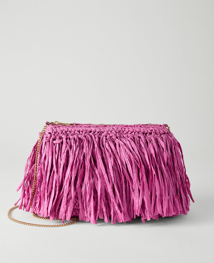 Raffia Fringe Clutch
