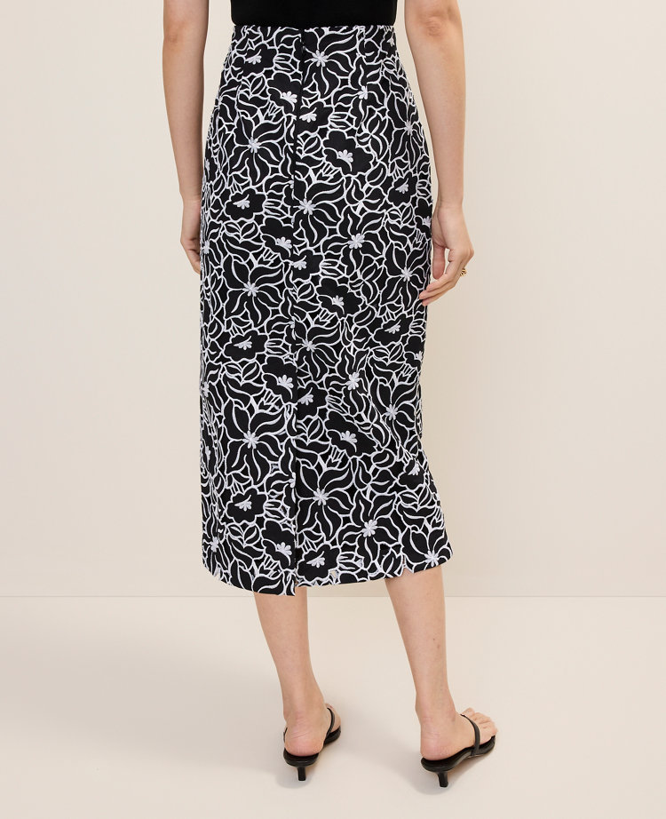 Eyelet Column Midi Skirt