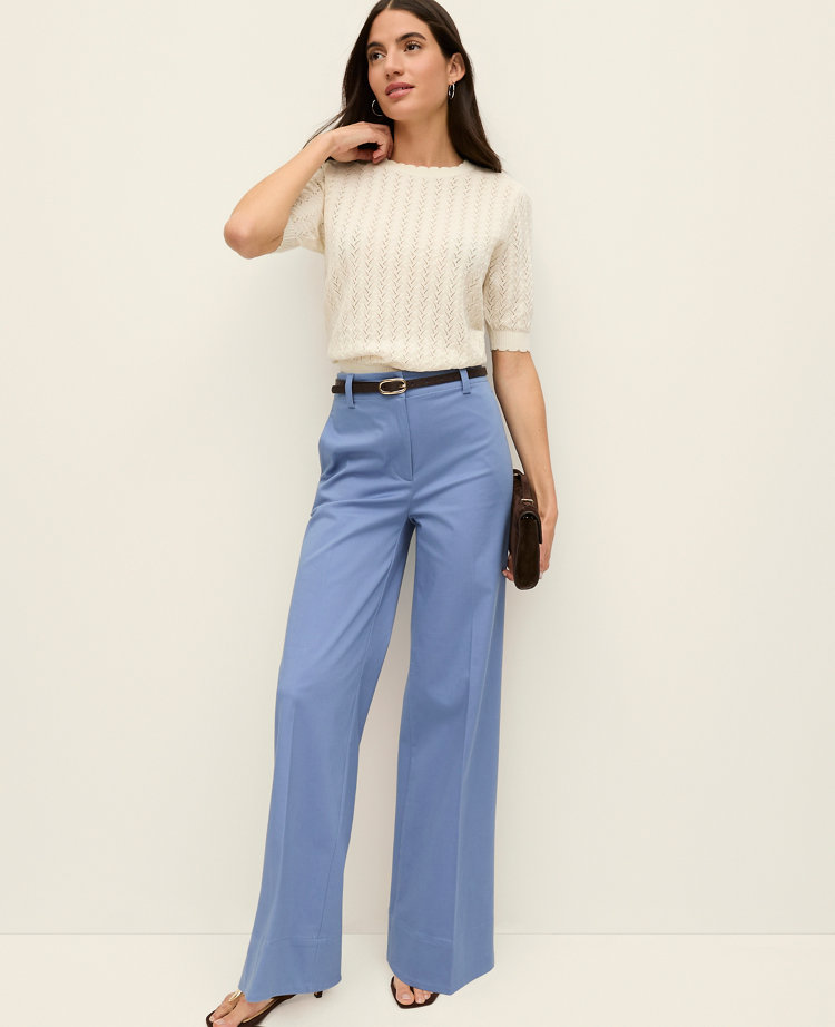 The Petite Wide-Leg Pant in Cotton Blend