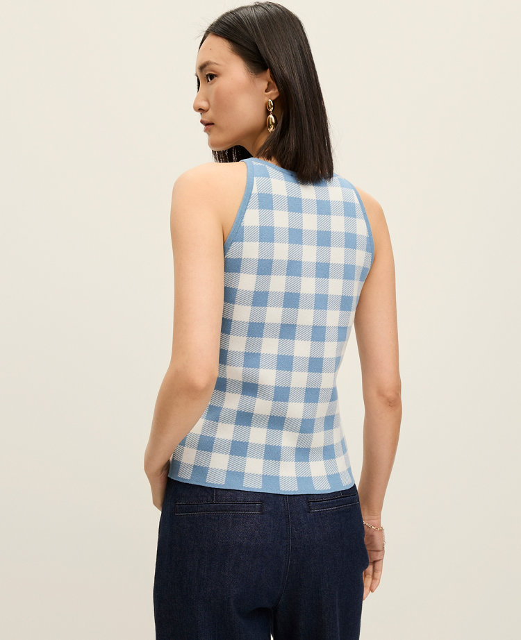Petite Gingham Halter Shell