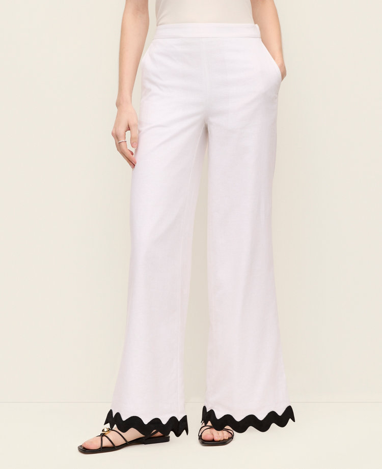 The Petite Wide Leg Pant in Linen Blend
