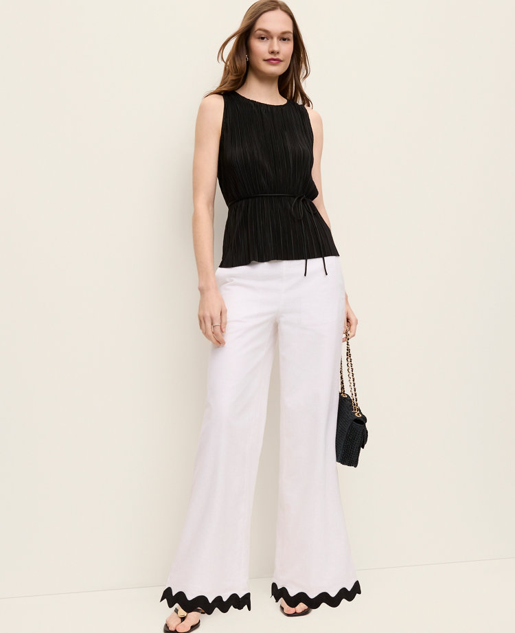 The Petite Ric Rac Wide Leg Pant in Linen Blend