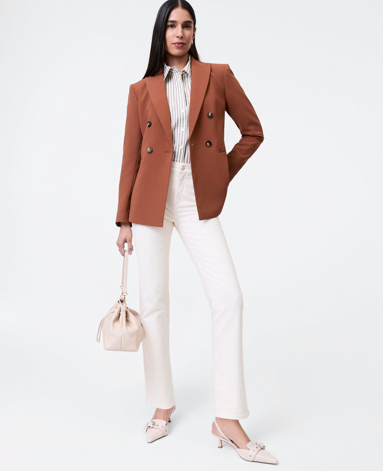The Petite Double Breasted Blazer in Crinkle Crepe