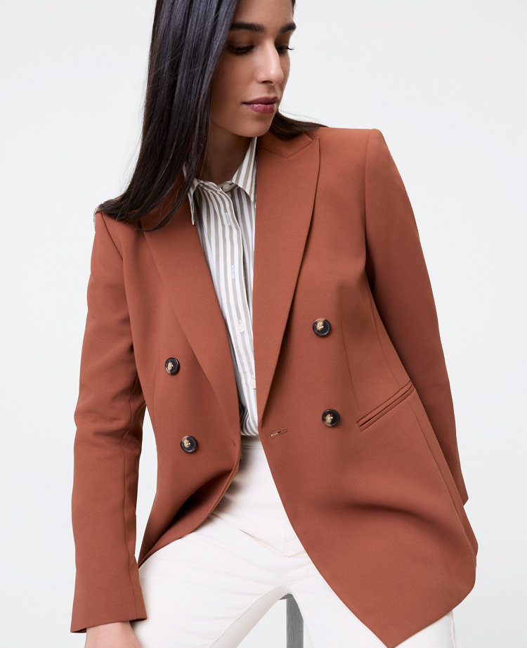 The Petite Double Breasted Blazer in Crinkle Crepe