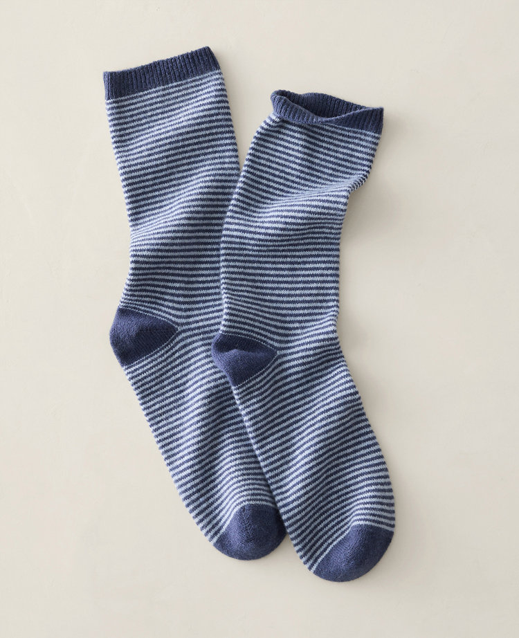 Ann Taylor Haven Well Within Cashmere Striped Socks In Blue