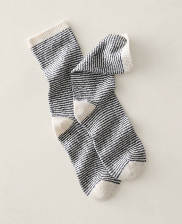 Ann Taylor Haven Well Within Cashmere Striped Socks In Gray