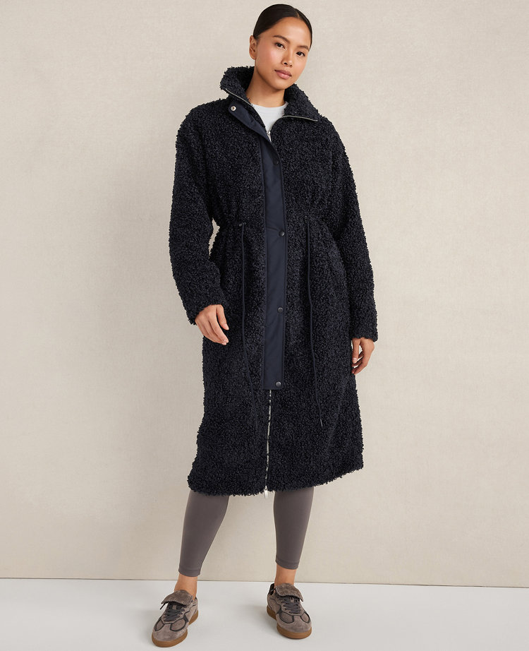 Ann Taylor Haven Well Within Long Sherpa Coat In Blue