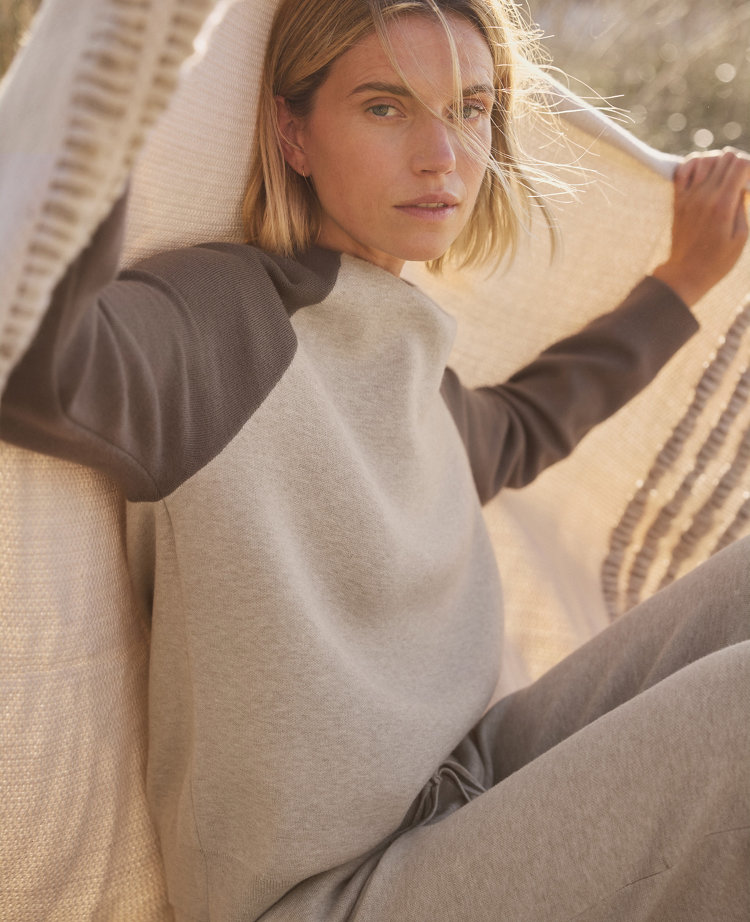 Haven Well Within Viscose Blend Colorblock Crewneck