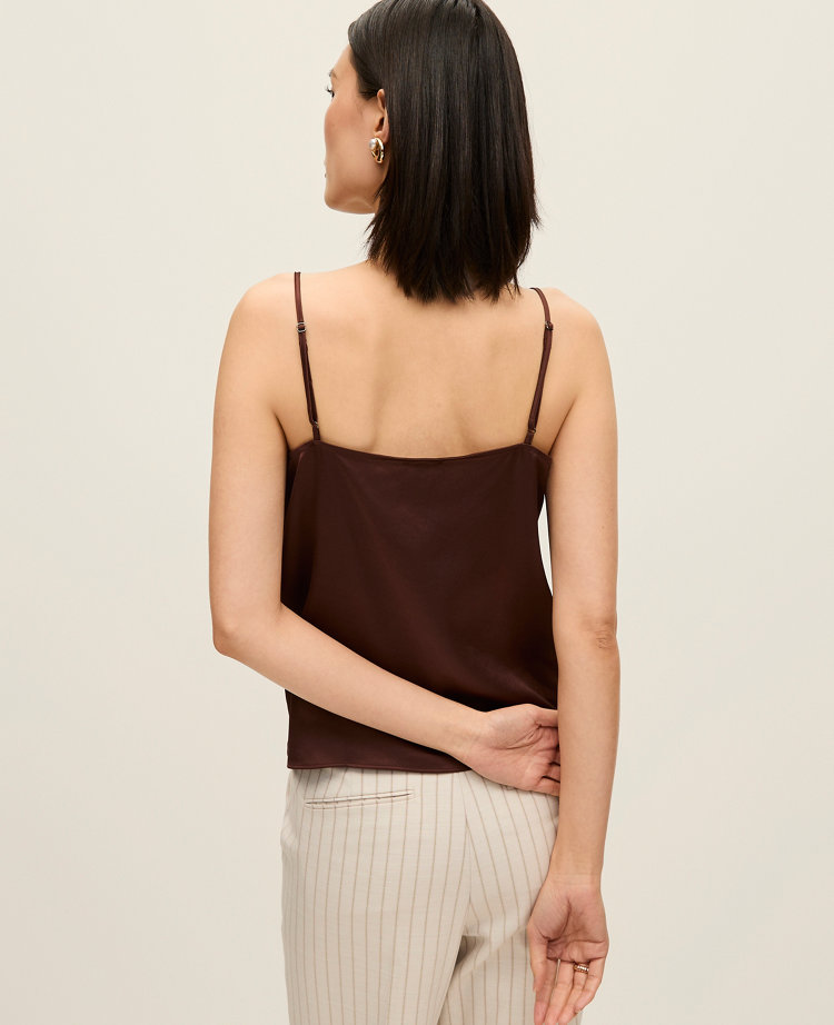 Satin Cowl Neck Tank Top
