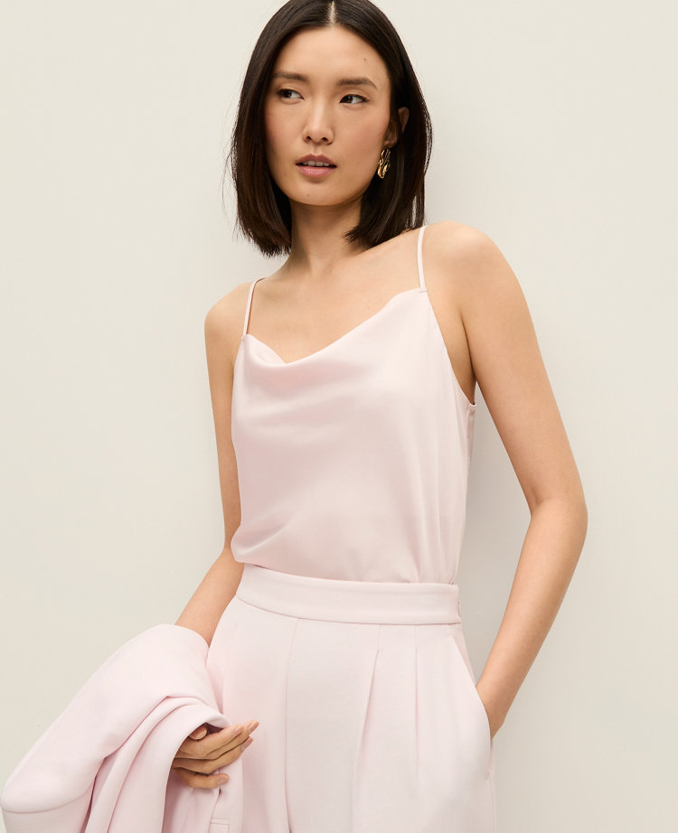 Satin Cowl Neck Tank Top