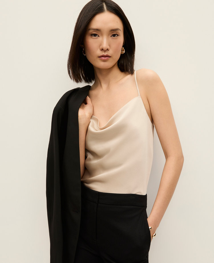 Satin Cowl Neck Tank Top