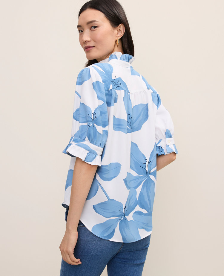 Floral Ruffle Collar Shirt