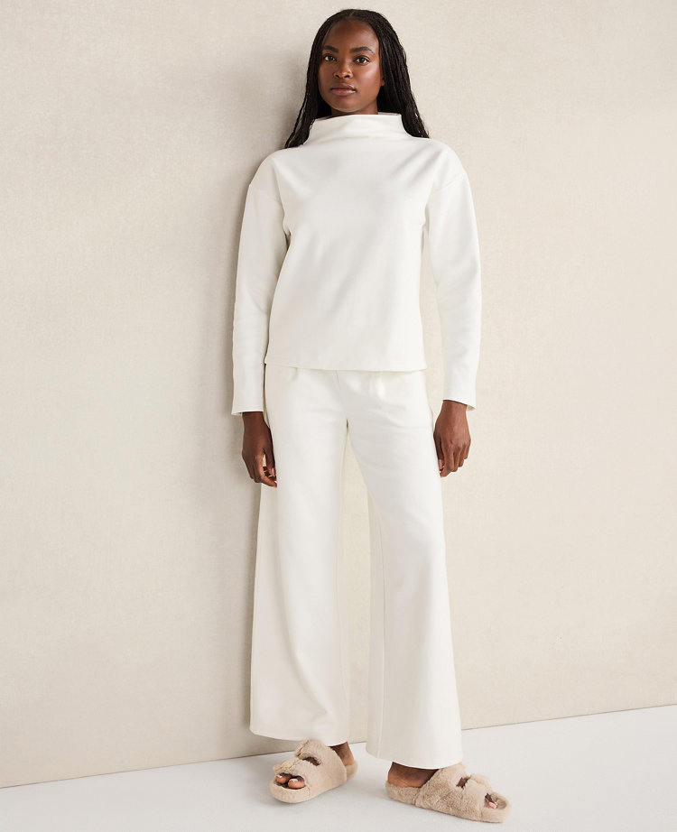 Ann Taylor Haven Well Within Soft-Brushed Fleece Wide Leg Pants Women's