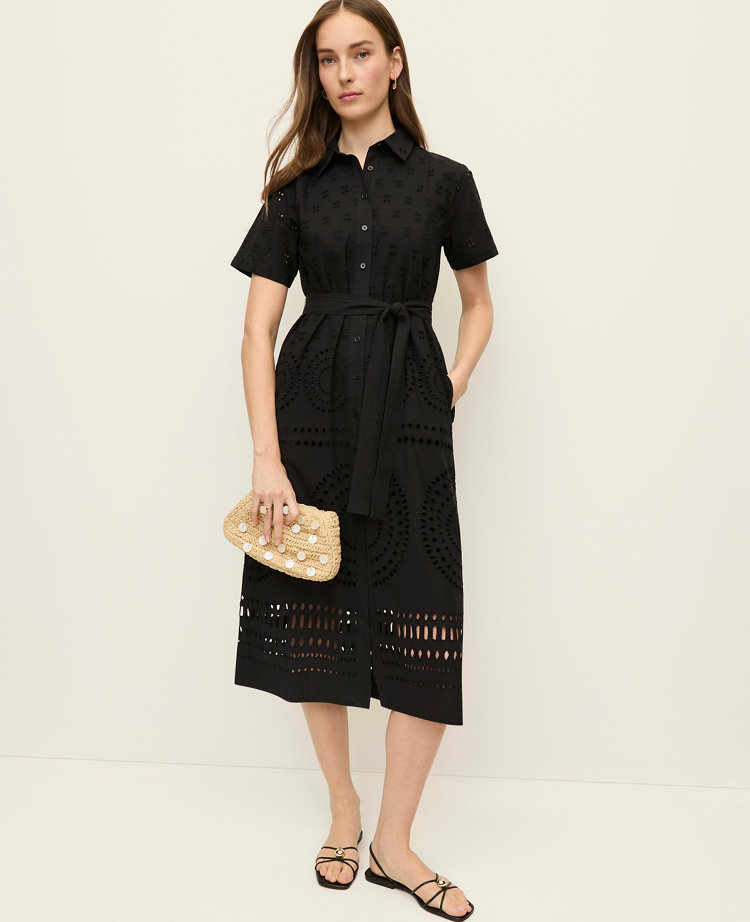 Blted Eyelet Midi Shirtdress