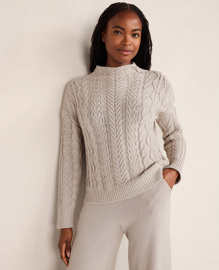 Haven Well Within Organic Cotton Cable Mock Neck Sweater