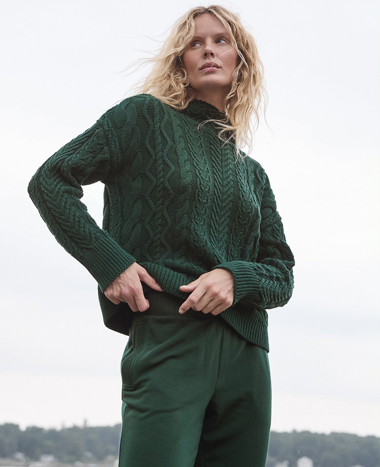 Haven Well Within Organic Cotton Cable Mock Neck Sweater