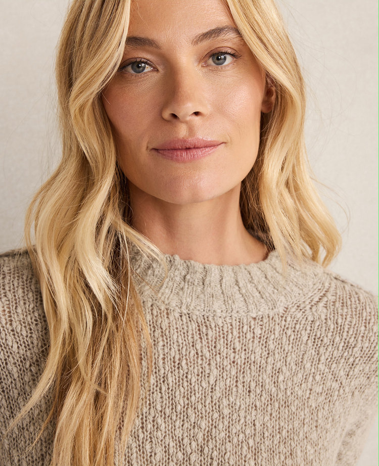 Ann Taylor Haven Well Within Marled Cashmere Crewneck Pullover Ecru Women's