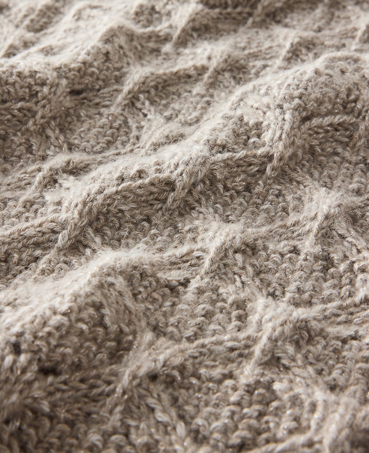 Ann Taylor Haven Well Within Lurex Blend Pointelle Crewneck Sweater Oyster Shell Top Women's