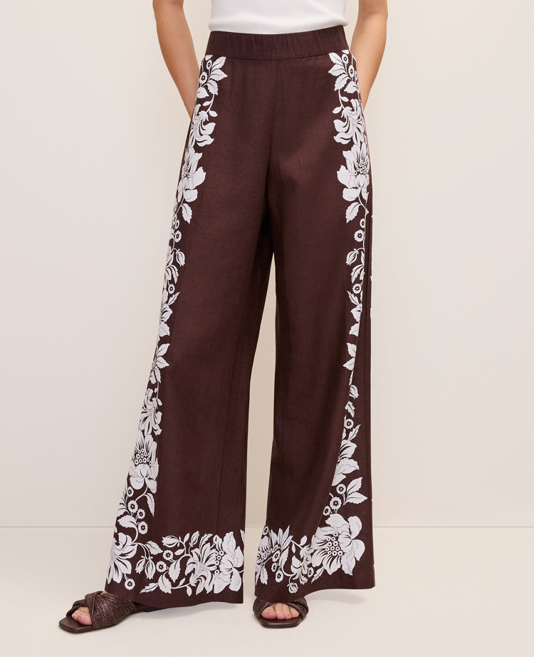The Petite Easy Wide-Leg Pant in Floral Linen Blend