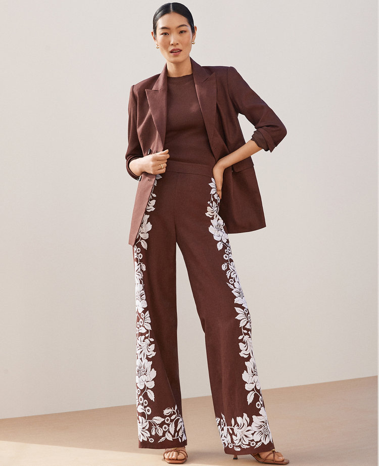 The Petite Easy Wide-Leg Pant in Floral Linen Blend