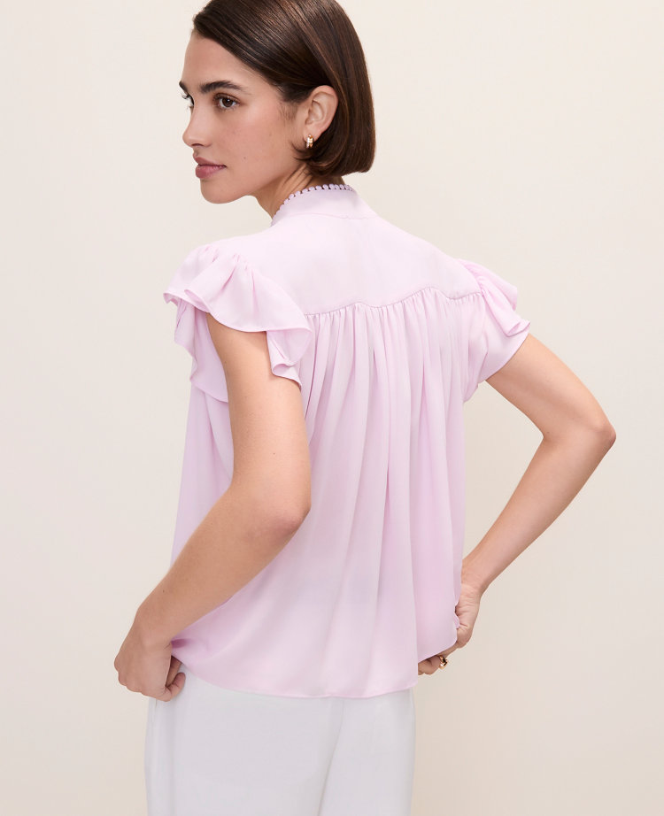 Flutter Sleeve Button Down Blouse