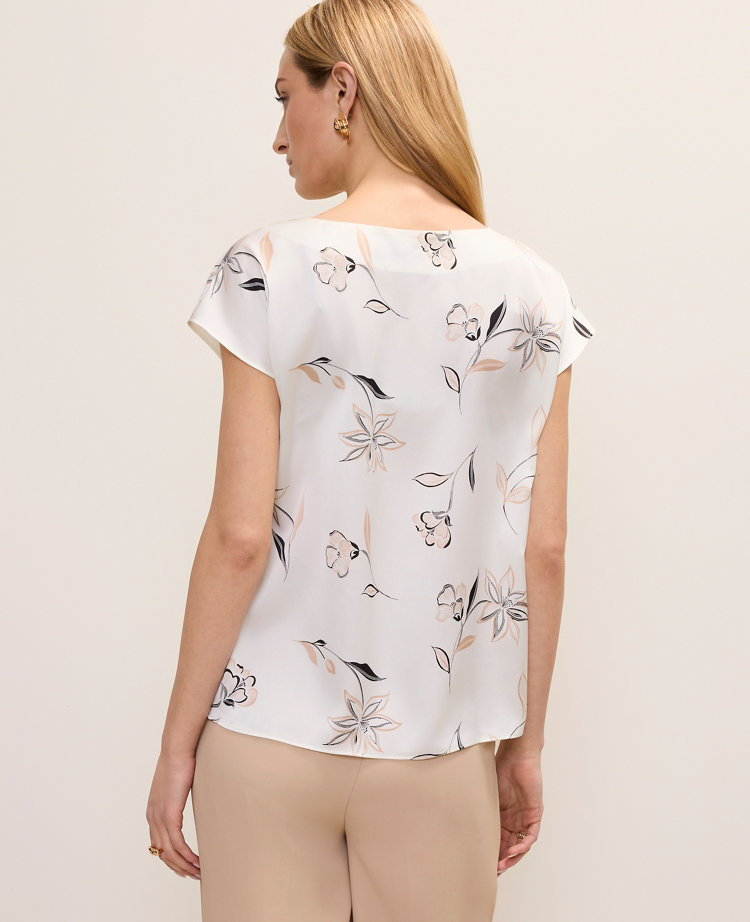 Floral Satin Cowl Neck Top