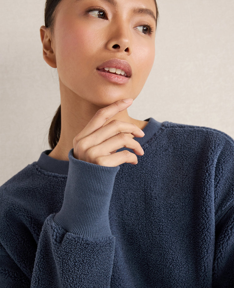 Ann Taylor Haven Well Within Sherpa Sweatshirt North Sea Blue Women's