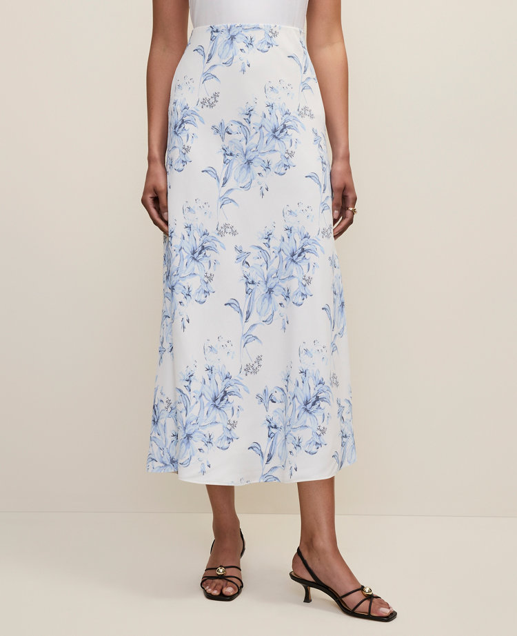 Floral Bias Midi Slip Skirt