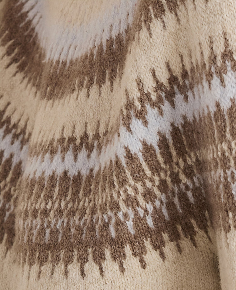 Ann Taylor Haven Well Within Organic Cotton Blend Fair Isle Cable Mock Neck Sweater 007703 Women's