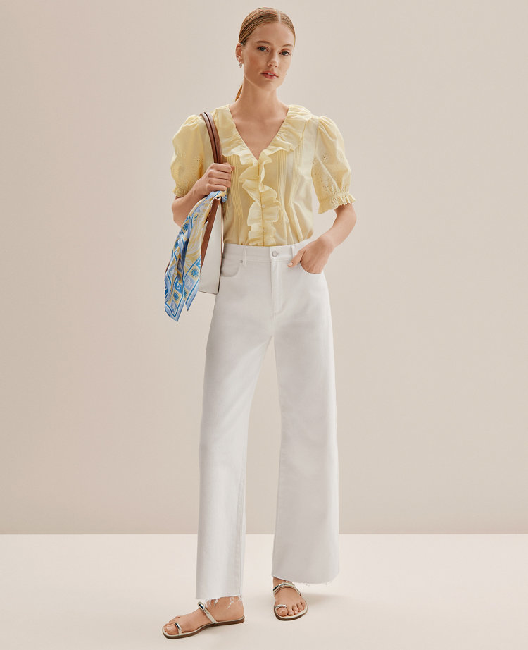 Weekend Eyelet Ruffle Trim Blouse