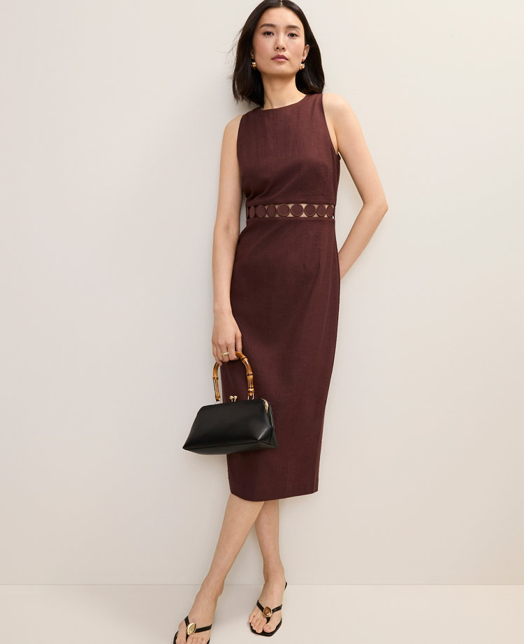 Petite Linen Blend Halter Sheath Dress
