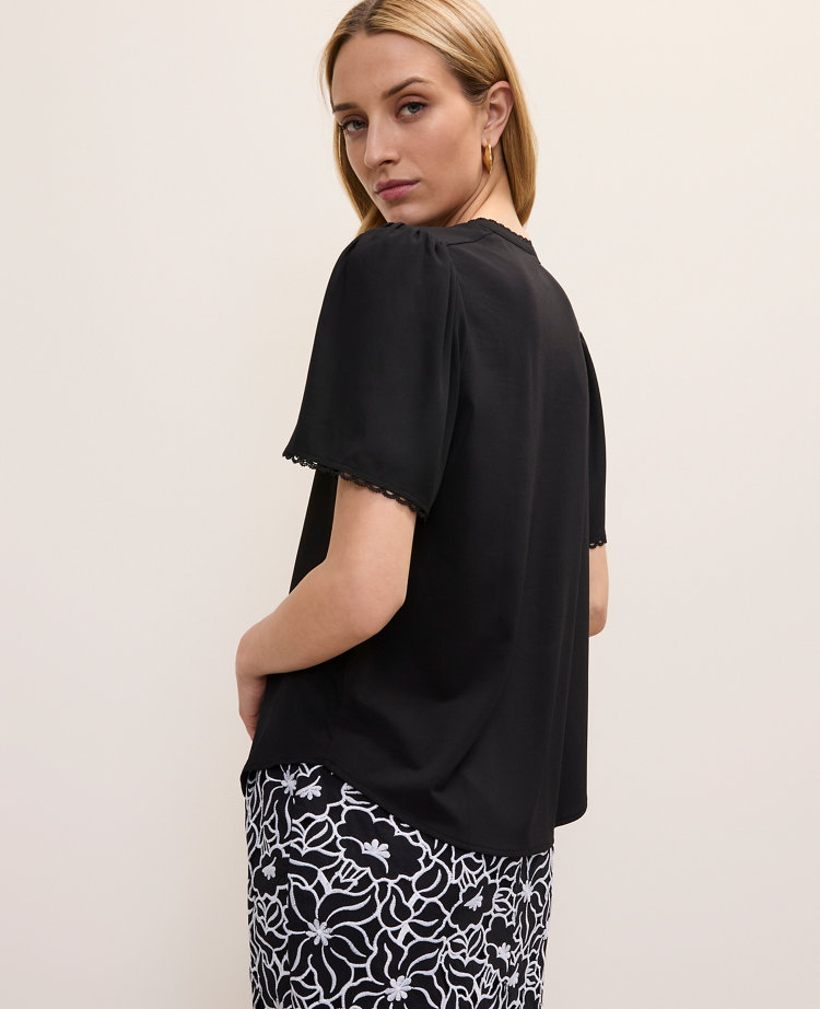Petite Lace Trim Top