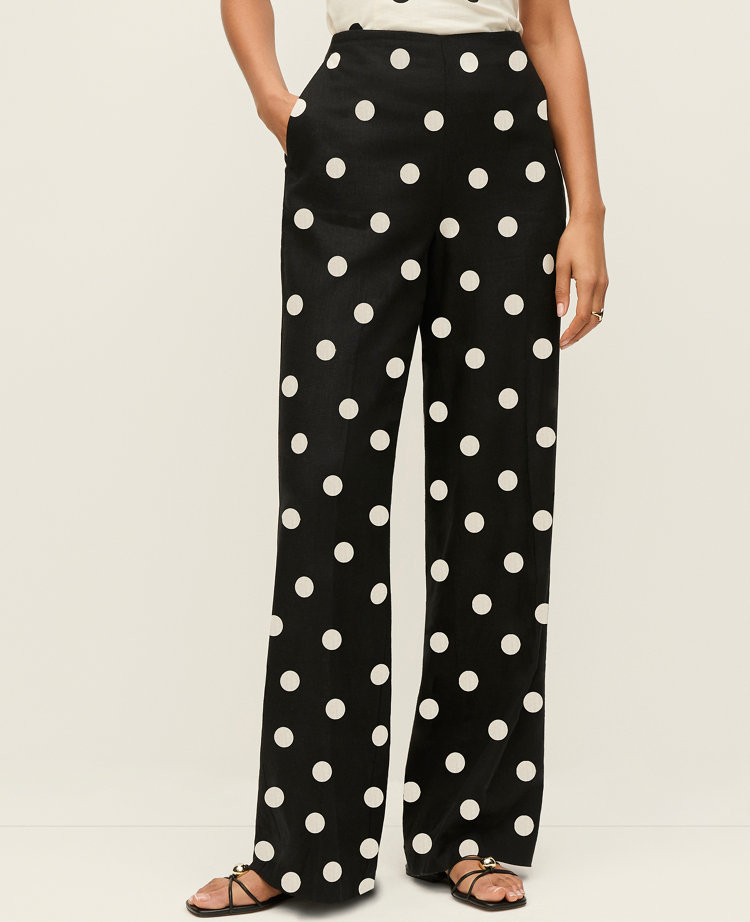 The Petite Dotted Side Zip Pant in Linen