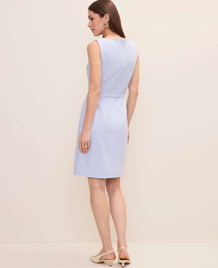 The Petite Belted Shift Dress in Linen Blend carousel Product Image 2