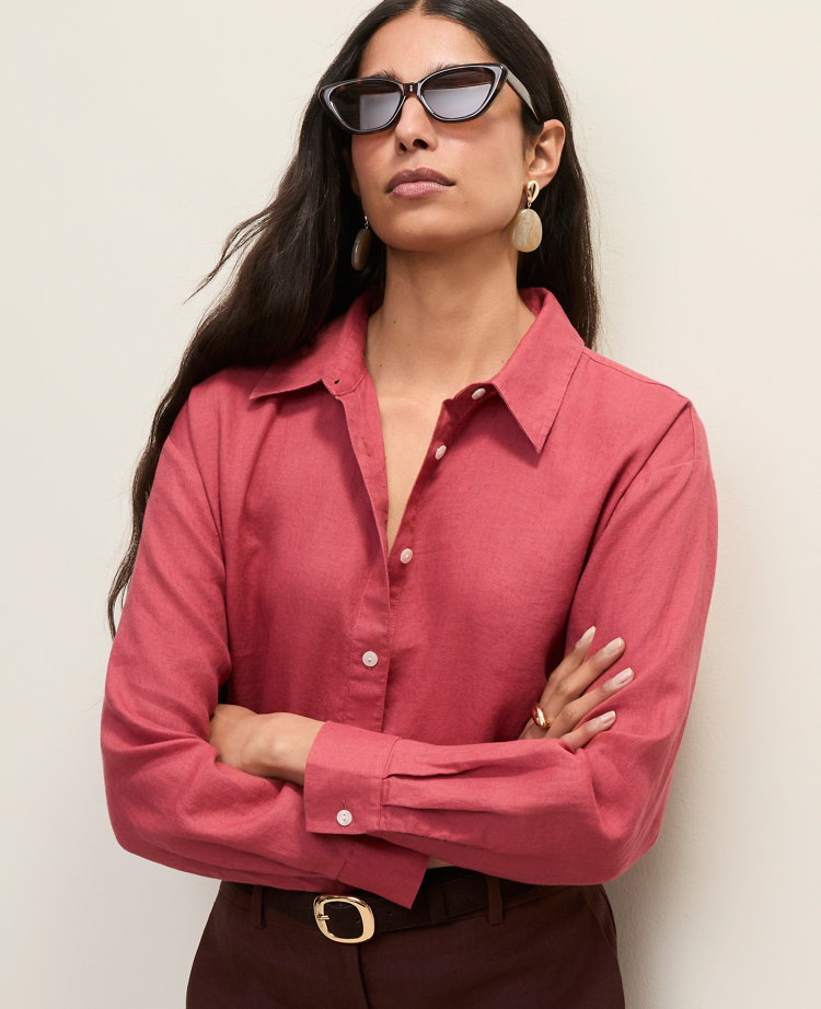Petite Linen Button Down Shirt