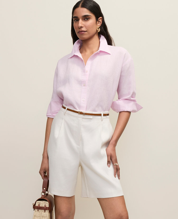 Ann Taylor Linen Button Down Shirt Women's