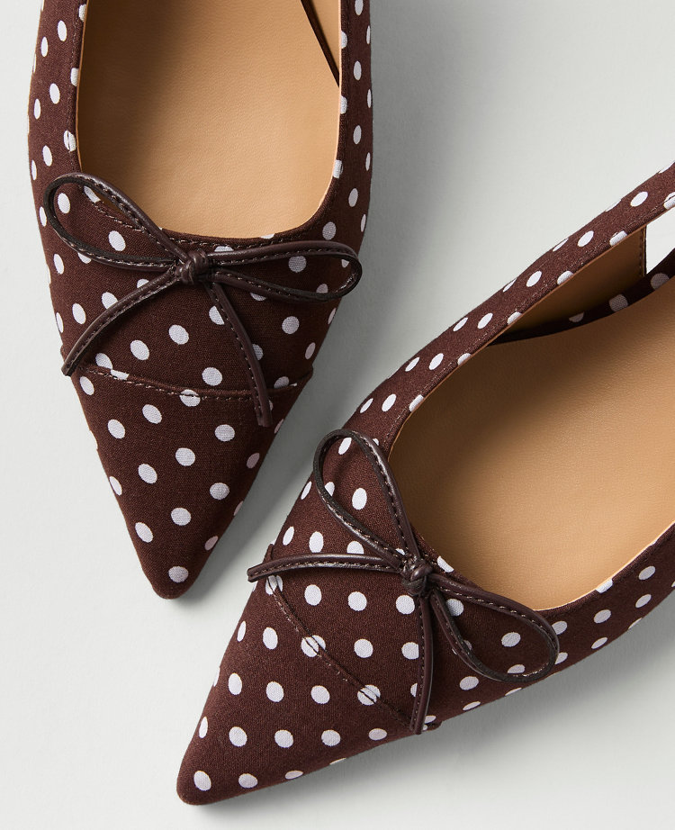 Ann Taylor Polka Dot Kitten Heel Pump Pure Chocolate Women's