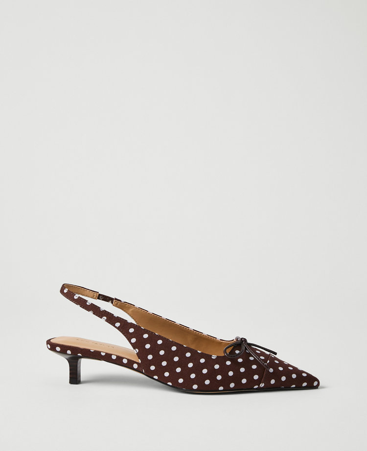 Ann Taylor Polka Dot Kitten Heel Pump Pure Chocolate Women's